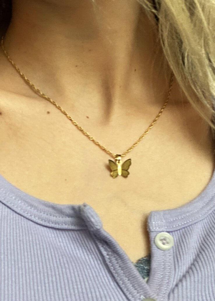 Flutter Away Butterfly Necklace (Gold) - Luna Alaska Jewelry