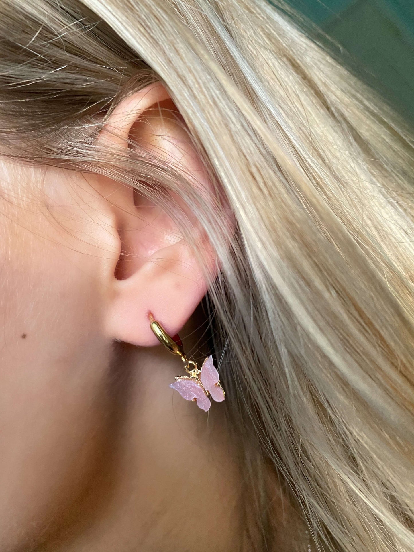 Bubble Gum Butterfly Huggies - Luna Alaska Jewelry