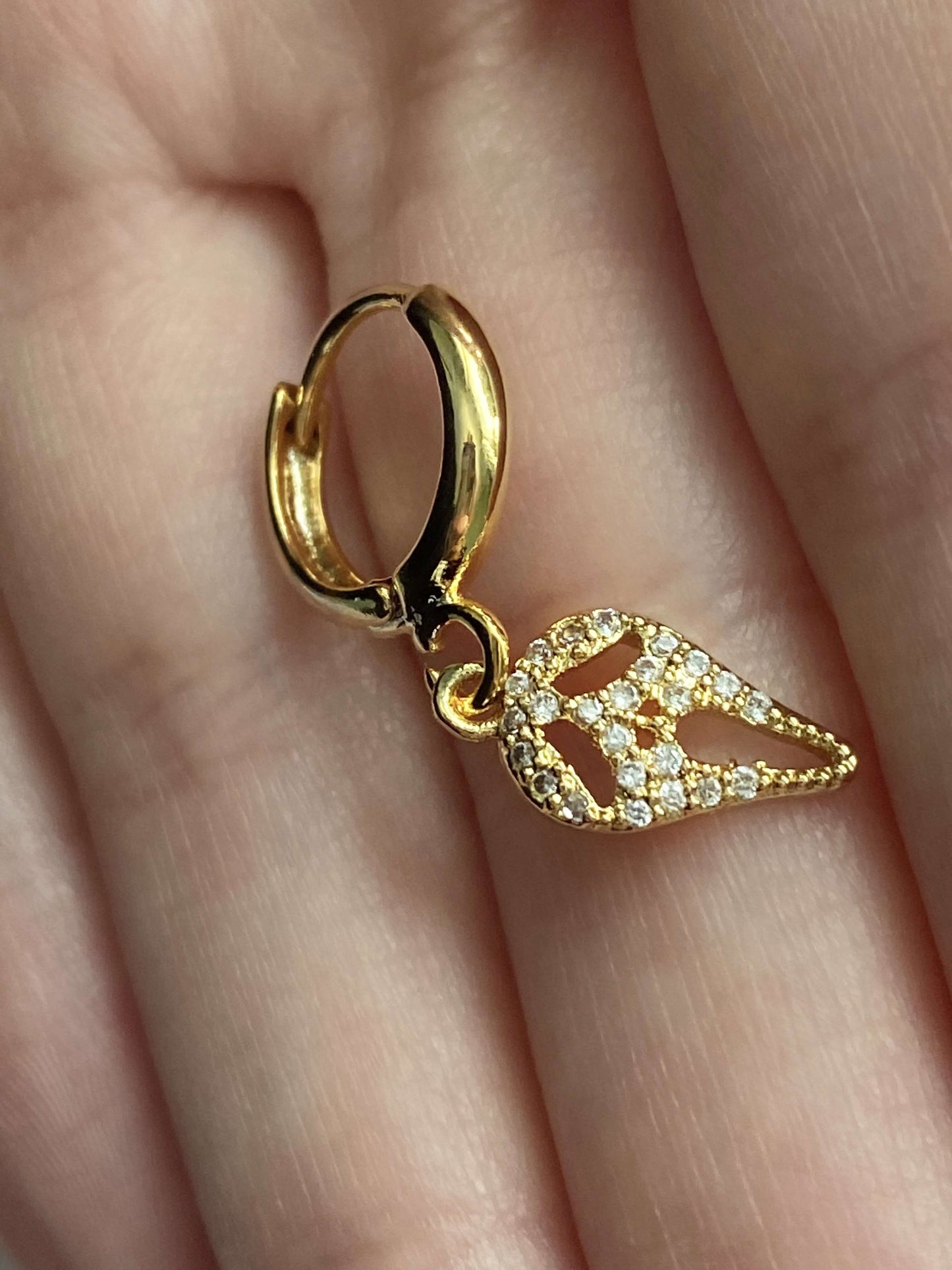 ghostface 18k gold cubic zirconia huggies earrings hoops