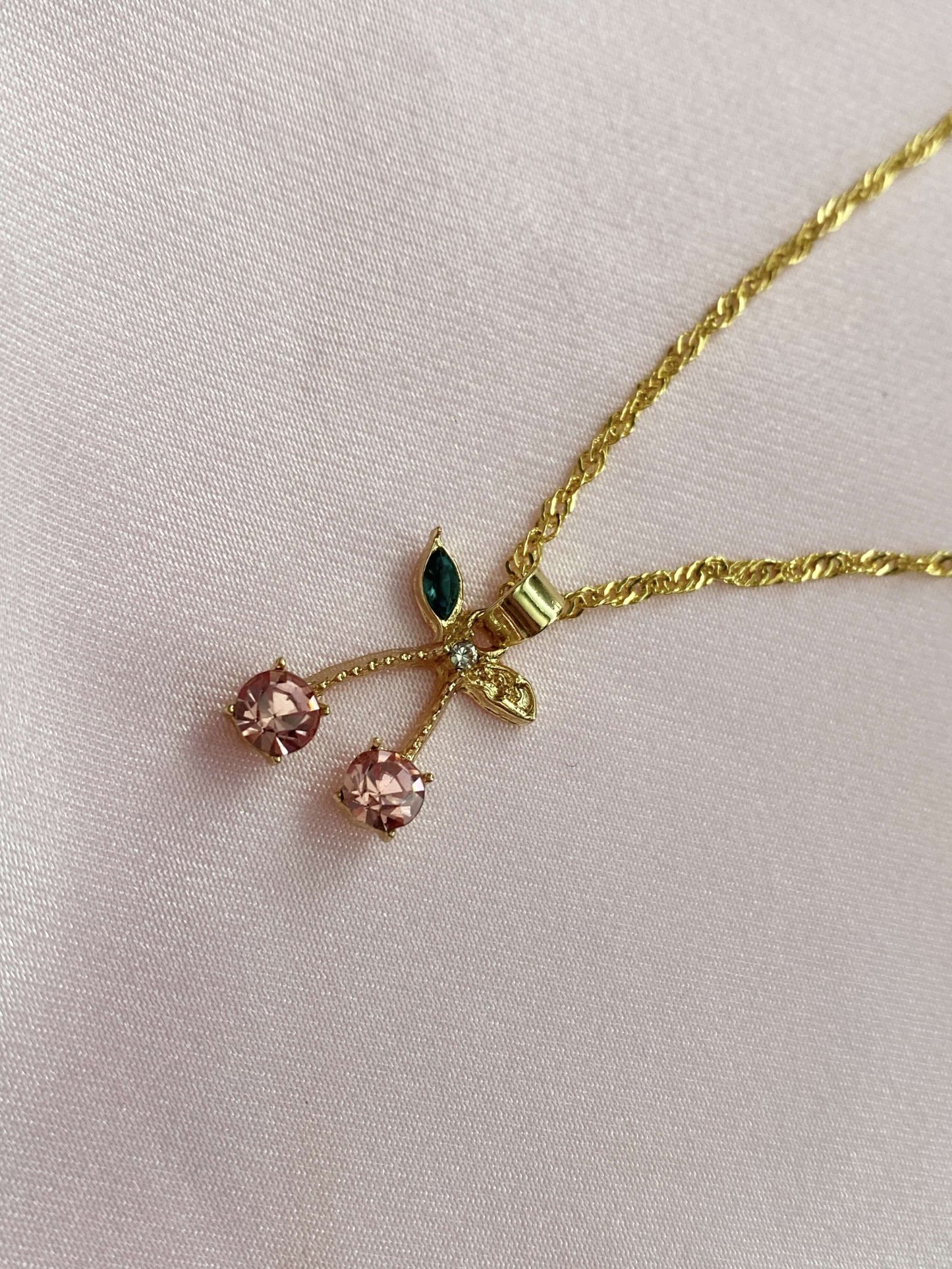 cherry necklace red pink gemstone