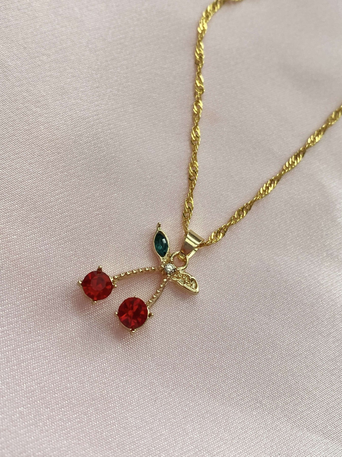 cherry necklace red pink gemstone
