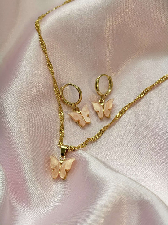 Creamsicle Butterfly Necklace - Luna Alaska Jewelry