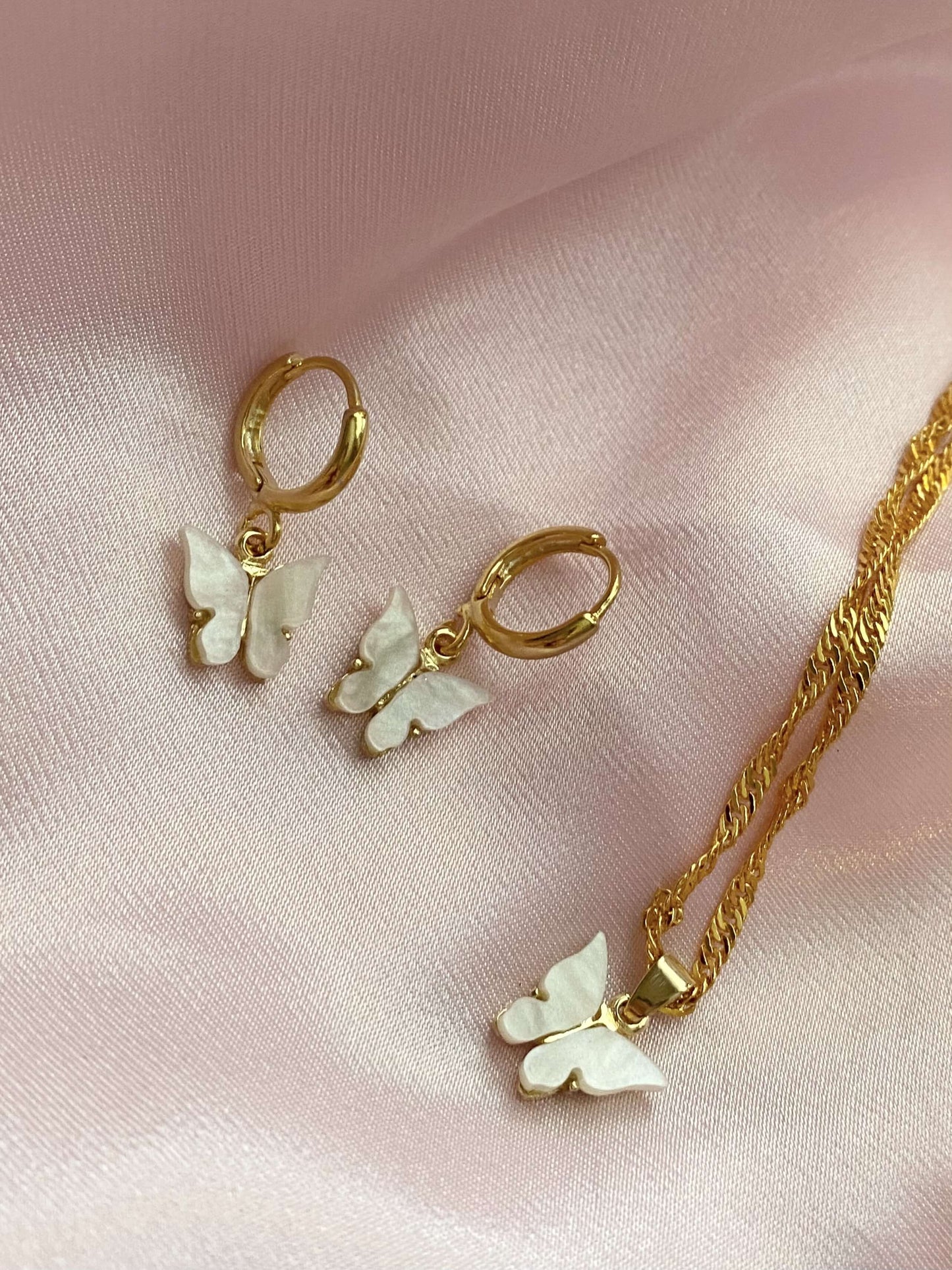 Pearl Butterfly Huggies - Luna Alaska Jewelry