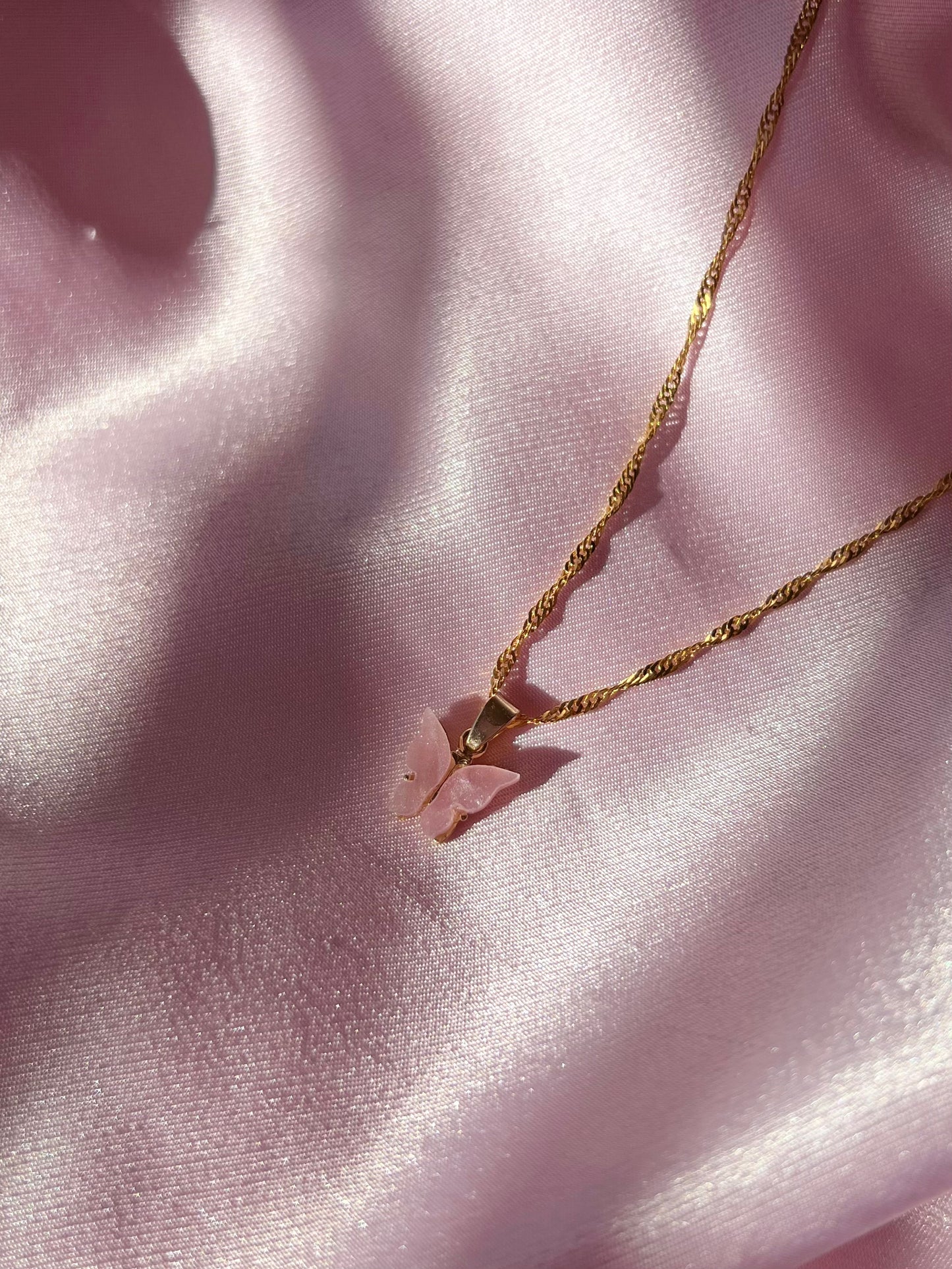 Bubble Gum Butterfly Necklace