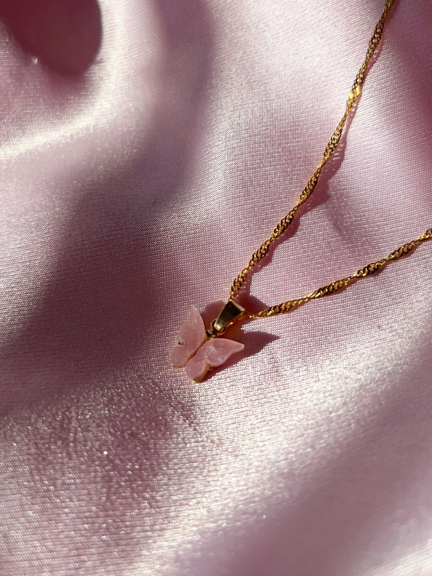 Bubble Gum Butterfly Necklace