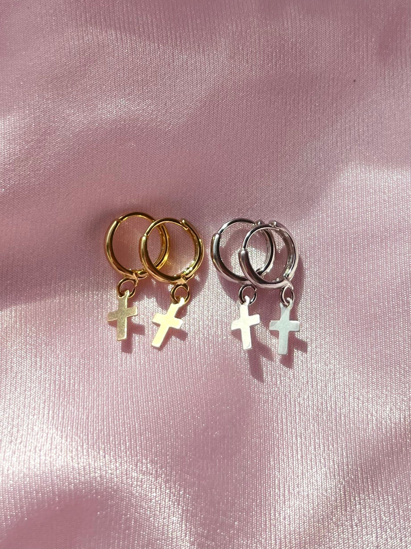 Scarlett Cross Huggies (18k Gold or Silver)