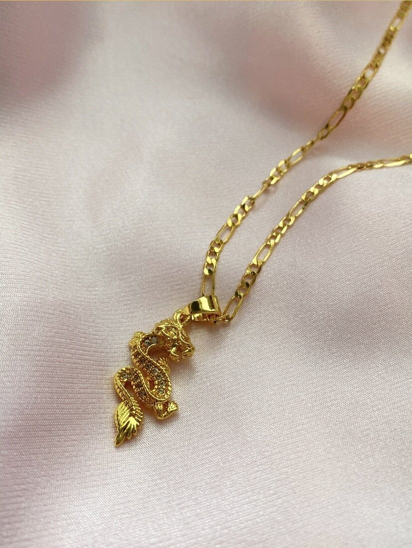 Haku Dragon Necklace (18k gold) Luna Alaska Jewelry
