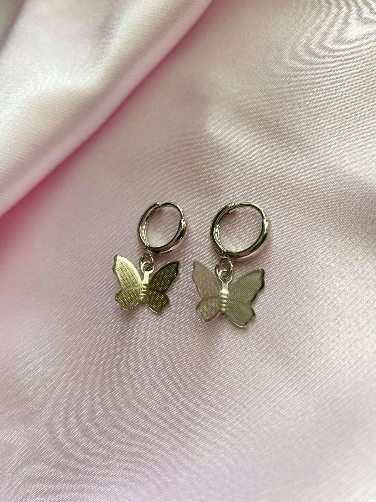 Flutter Away Butterfly Huggies (Silver) - Luna Alaska Jewelry