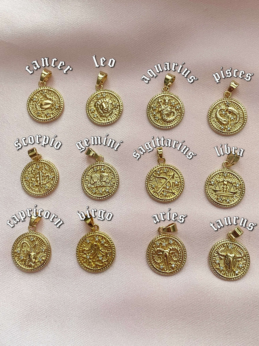 Zodiac Coin Necklace (18k gold) Luna Alaska Jewelry