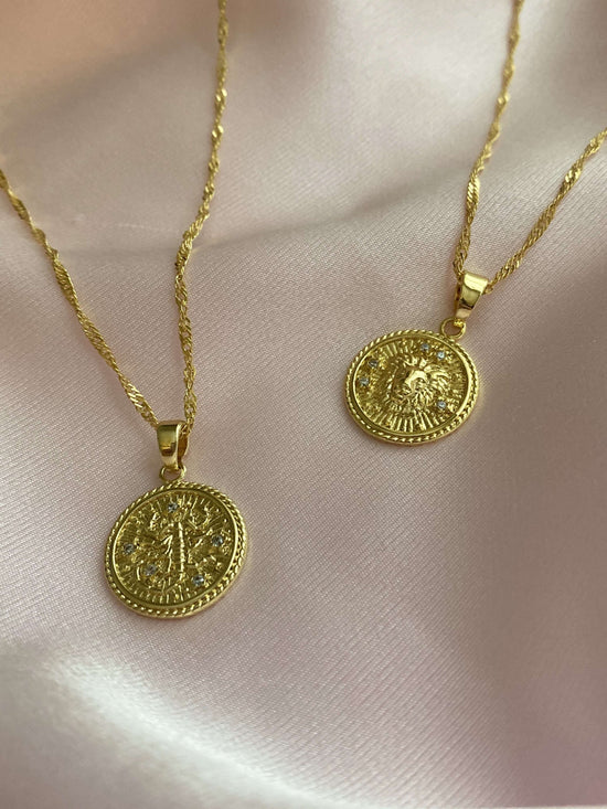 Zodiac Coin Necklace (18k gold) - Luna Alaska Jewelry
