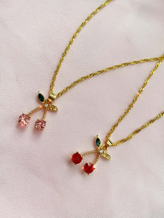 cherry necklace red pink gemstone
