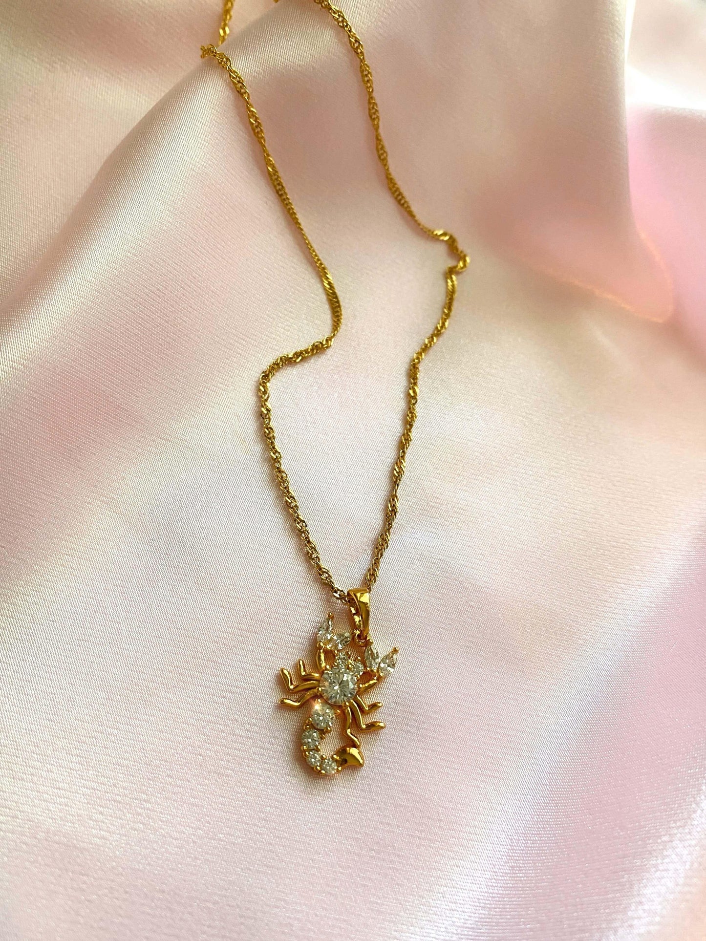 scorpion necklace cubic zirconia crystal necklace 18k gold 