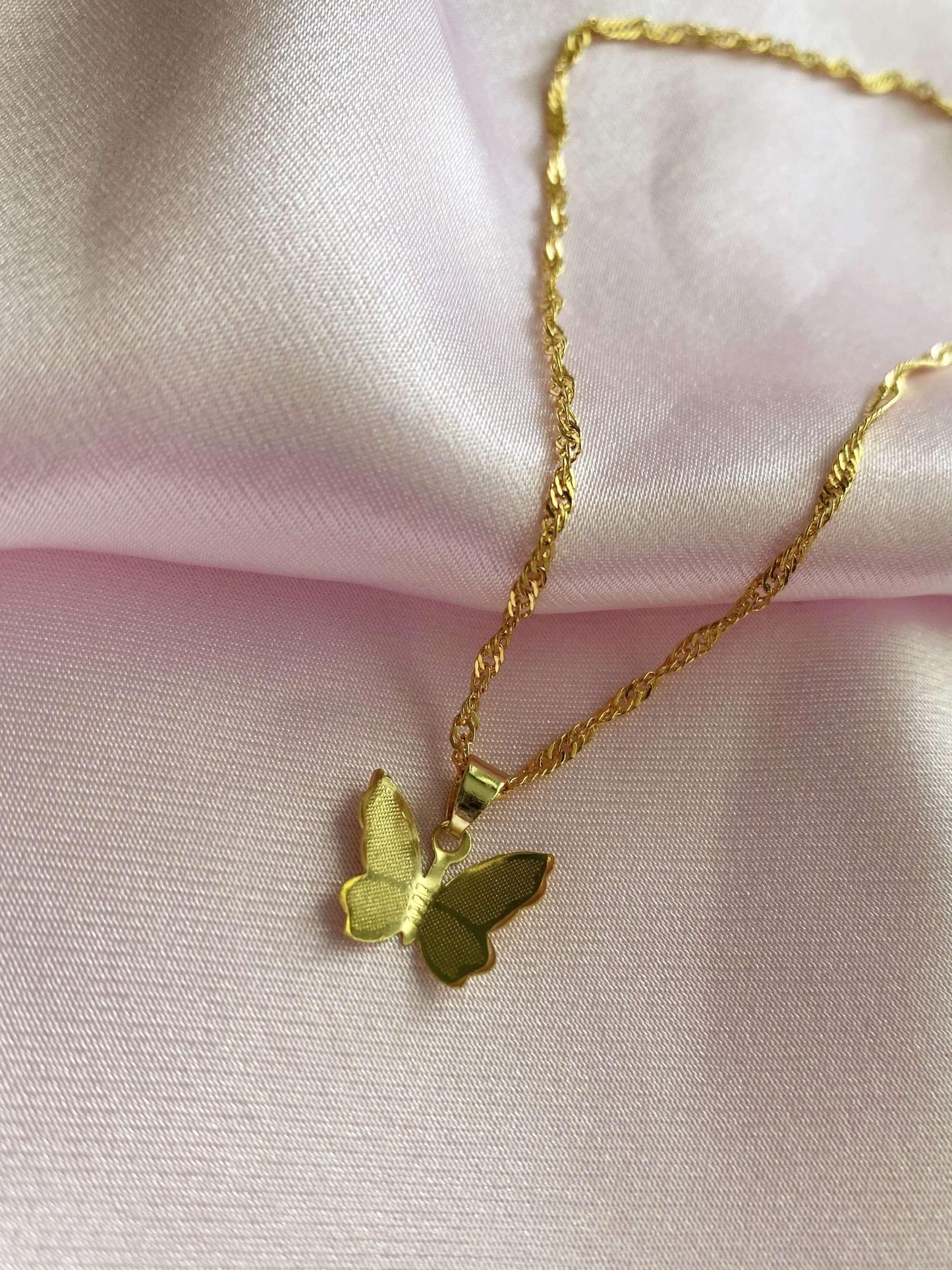 Load image into Gallery viewer, Flutter Away Butterfly Necklace (Gold) - Luna Alaska Jewelry
