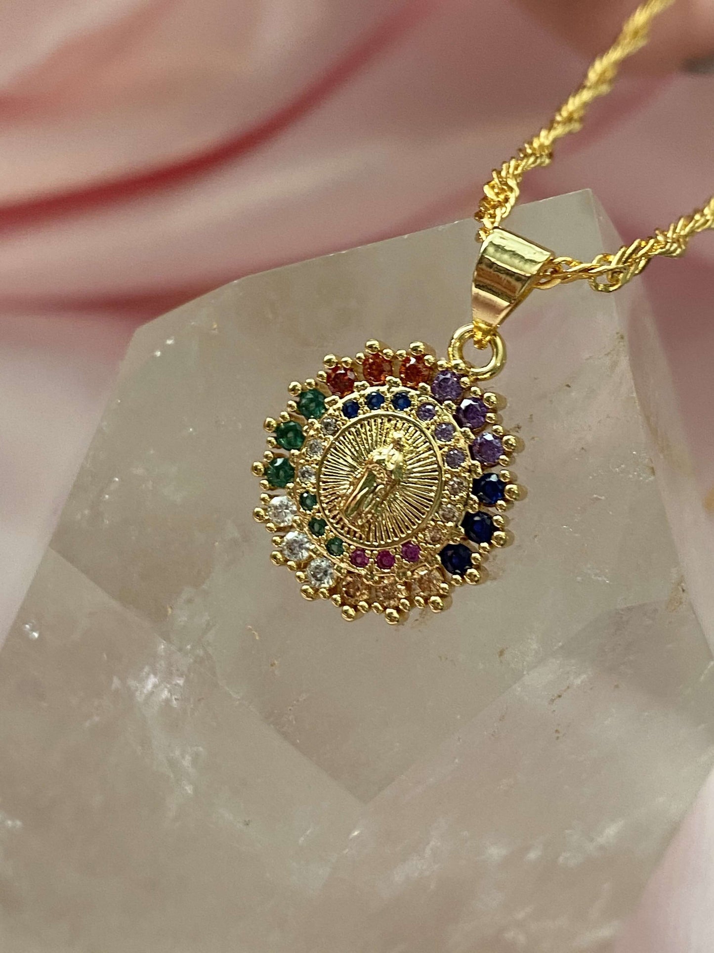 Mary Icon Necklace (18k gold) - Luna Alaska Jewelry
