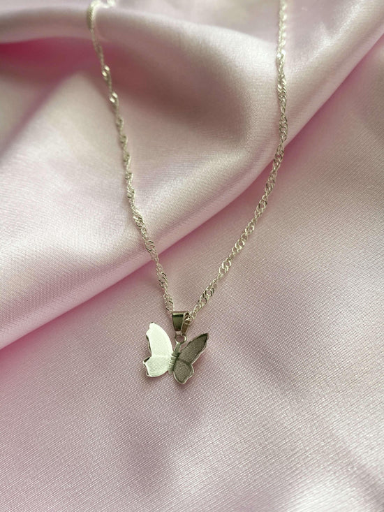 Flutter Away Butterfly Necklace (Silver) - Luna Alaska Jewelry