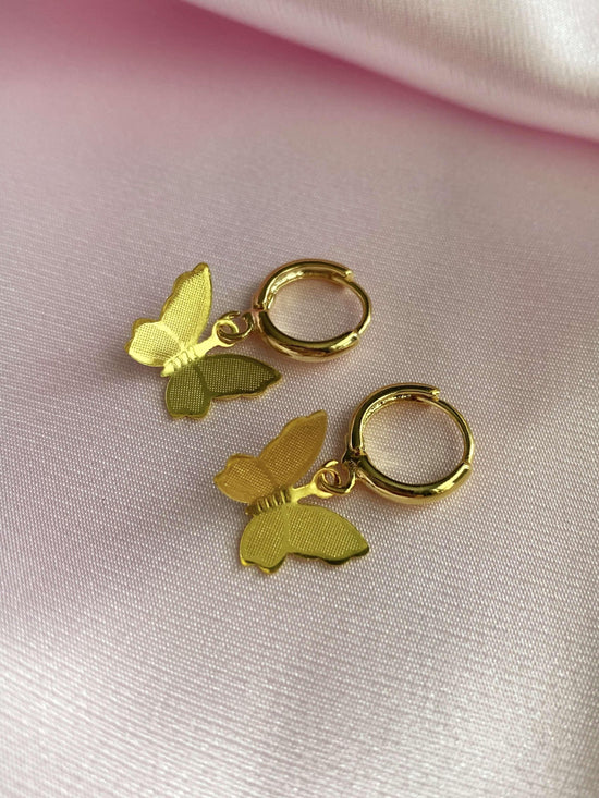 Flutter Away Butterfly Huggies (Gold) - Luna Alaska Jewelry