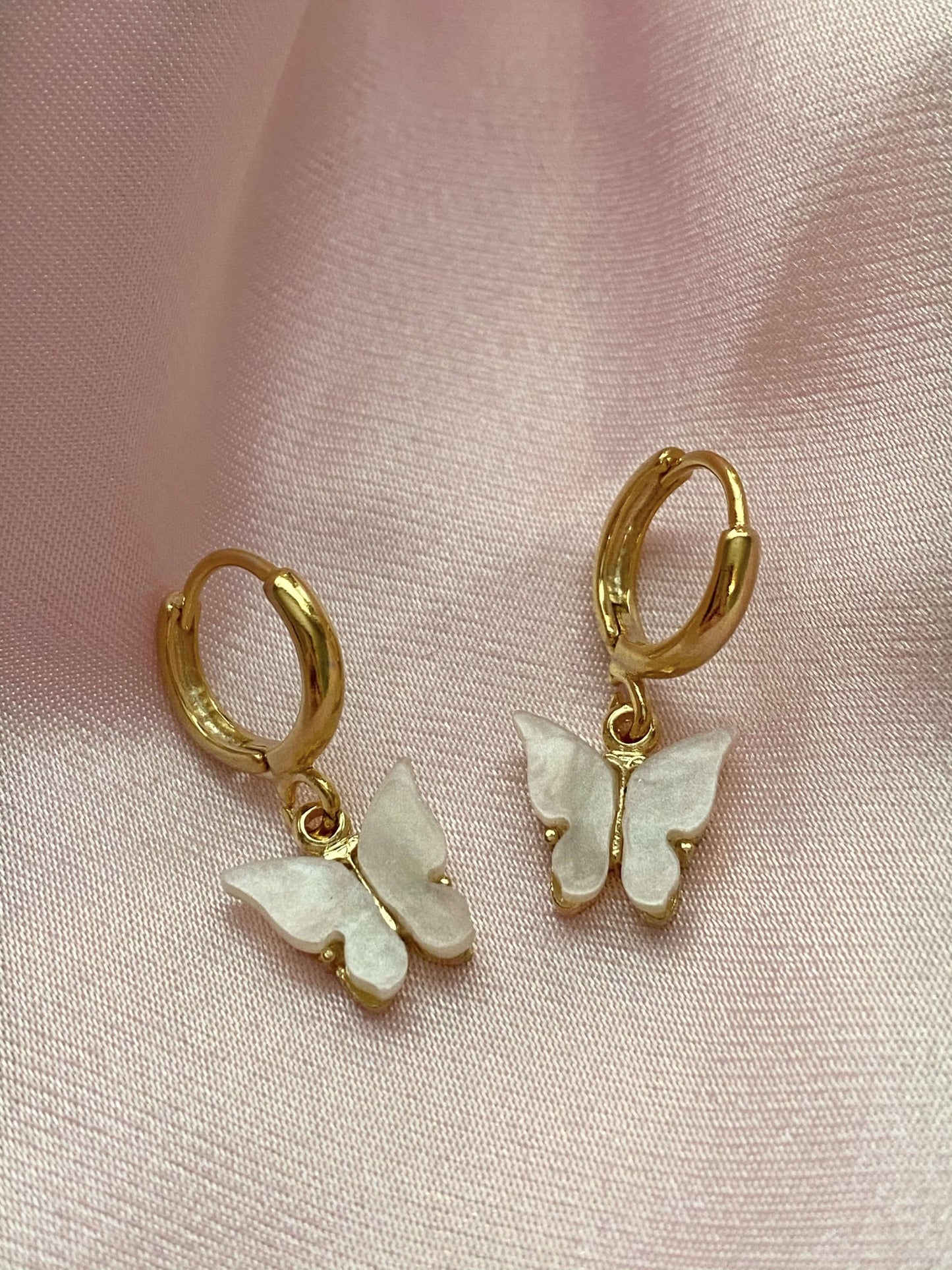 Load image into Gallery viewer, Pearl Butterfly Huggies - Luna Alaska Jewelry
