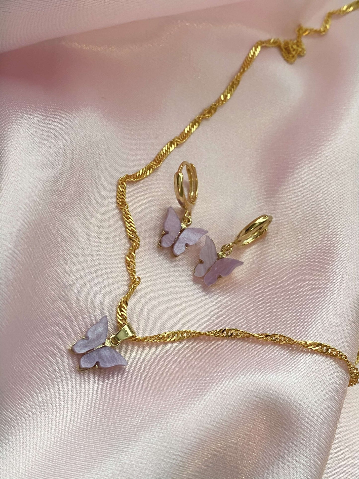 Violet Butterfly Huggies - Luna Alaska Jewelry