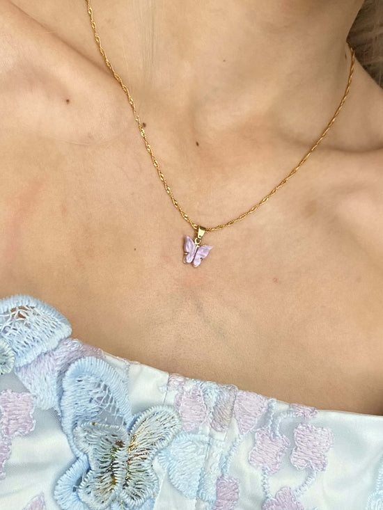Violet Butterfly Necklace - Luna Alaska Jewelry