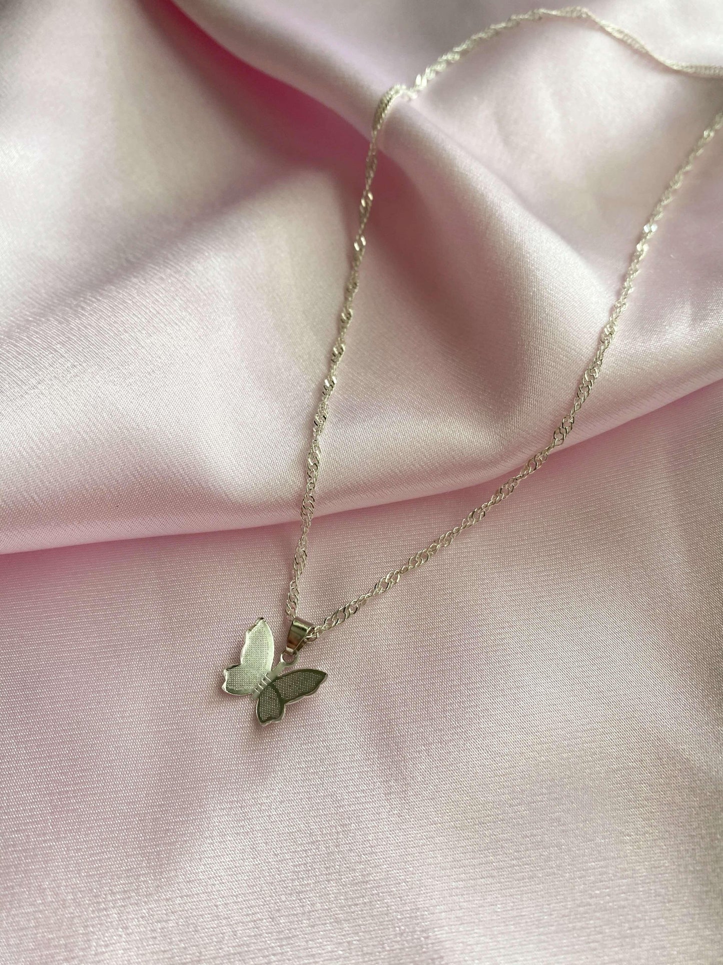Flutter Away Butterfly Necklace (Silver) - Luna Alaska Jewelry