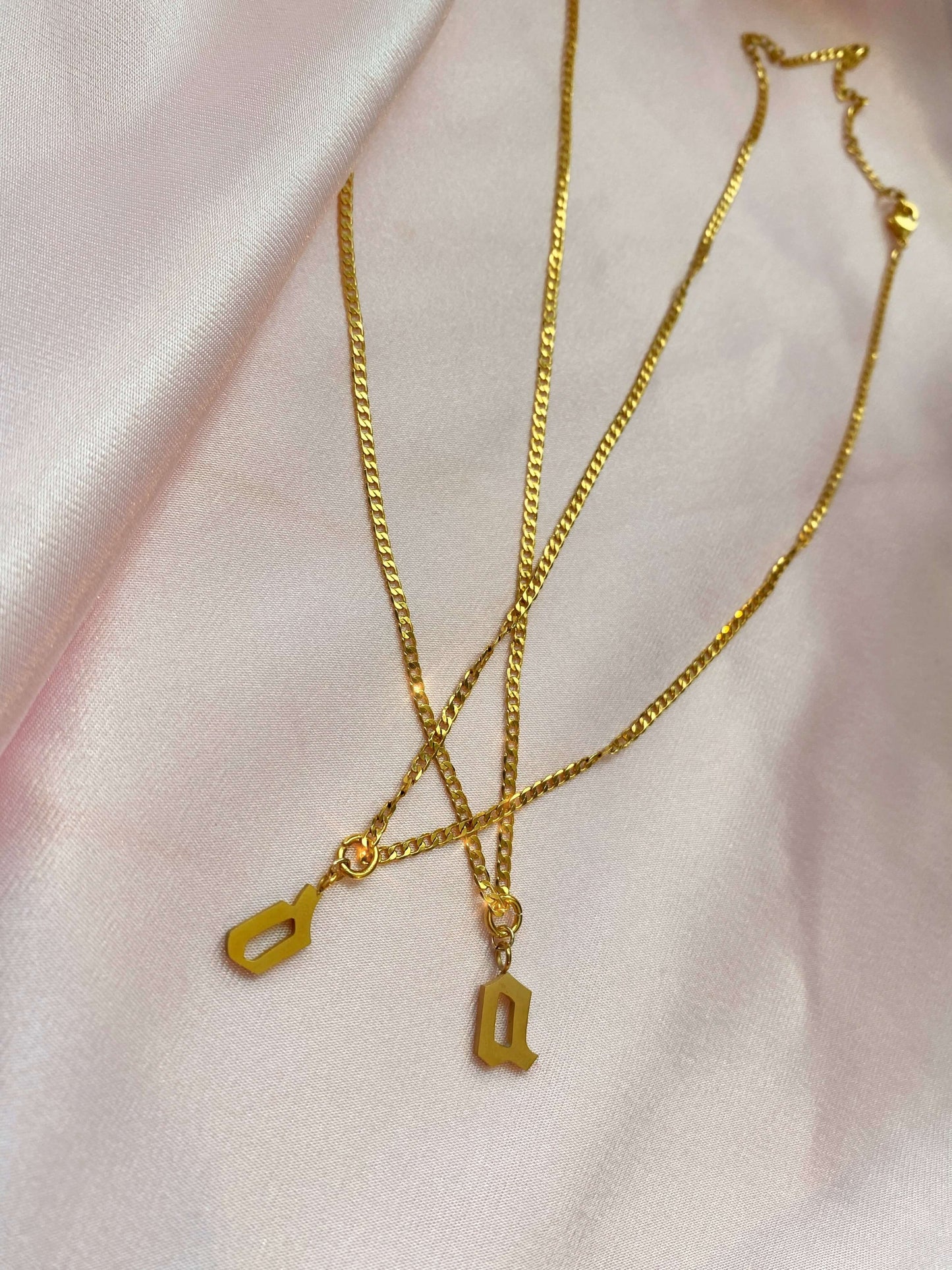 Old English Letter Necklace (18k gold) - Luna Alaska Jewelry