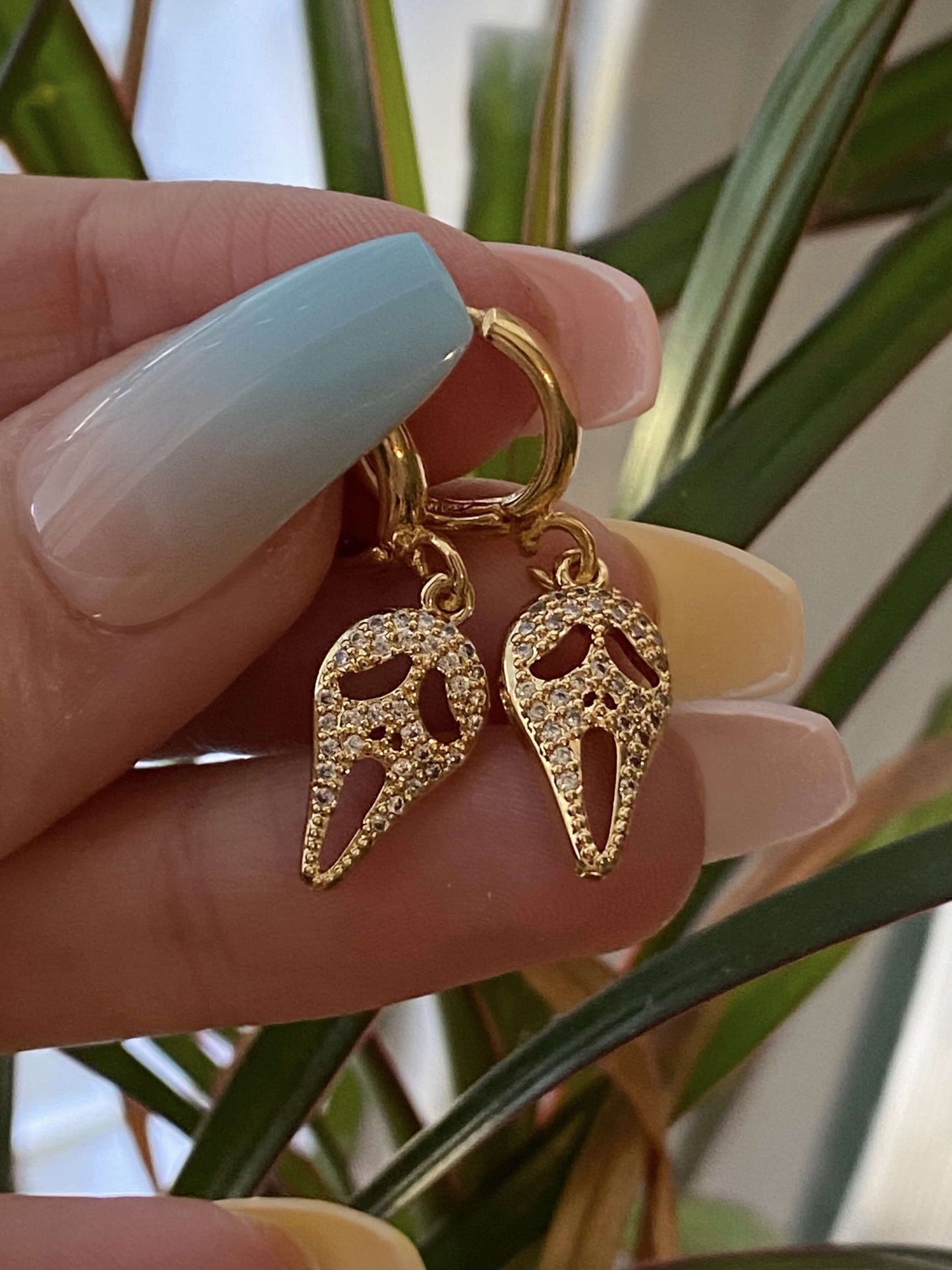 Ghostface Huggies (18k gold) - Luna Alaska Jewelry
