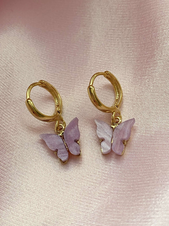 Violet Butterfly Huggies - Luna Alaska Jewelry