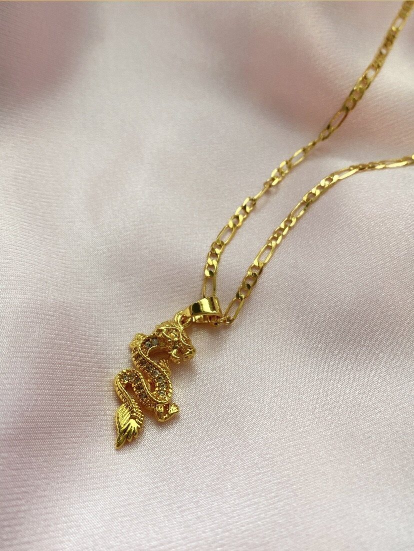Haku Dragon Necklace (18k gold) - Luna Alaska Jewelry