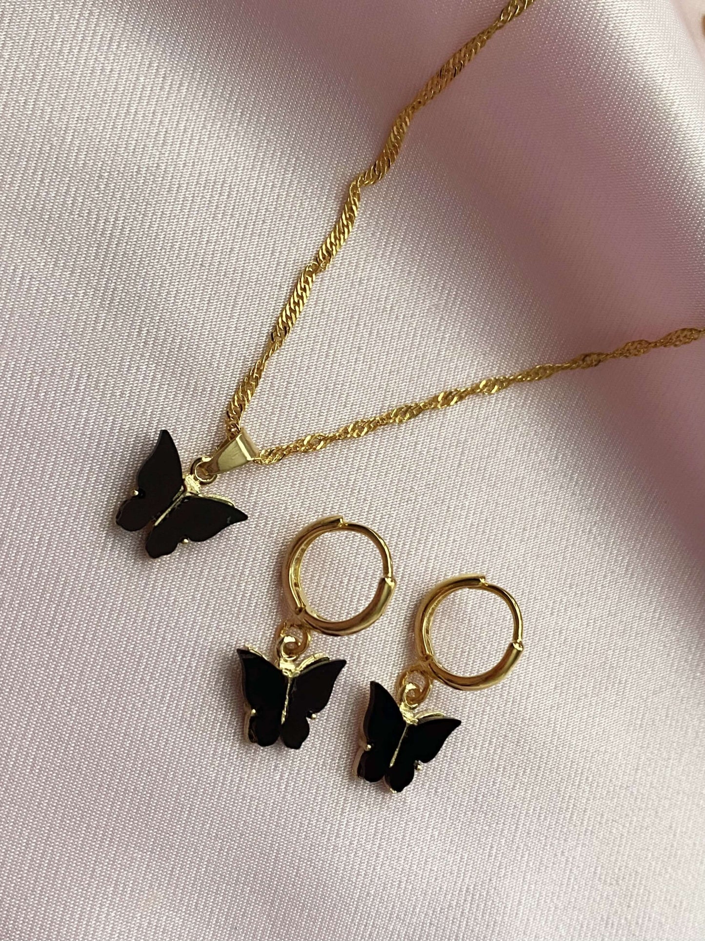 Onyx Butterfly Necklace - Luna Alaska Jewelry