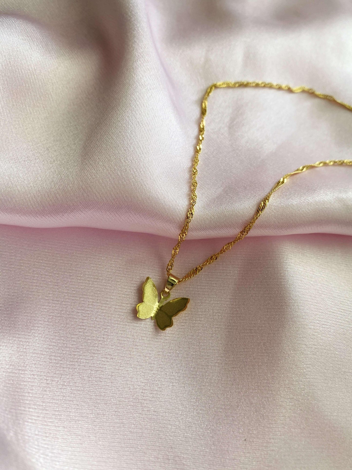 Flutter Away Butterfly Necklace (Gold) - Luna Alaska Jewelry