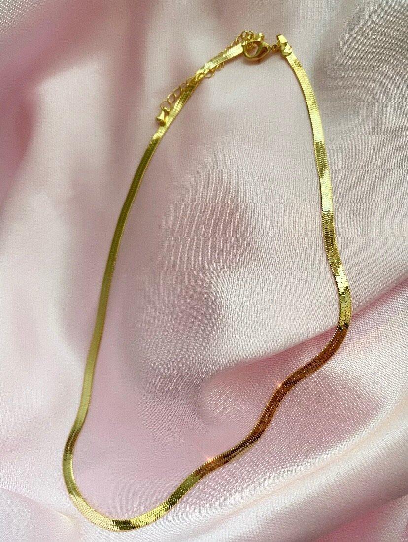 Herringbone Necklace (24k gold) - Luna Alaska Jewelry