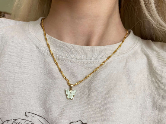 Load image into Gallery viewer, Clover Butterfly Necklace - Luna Alaska Jewelry
