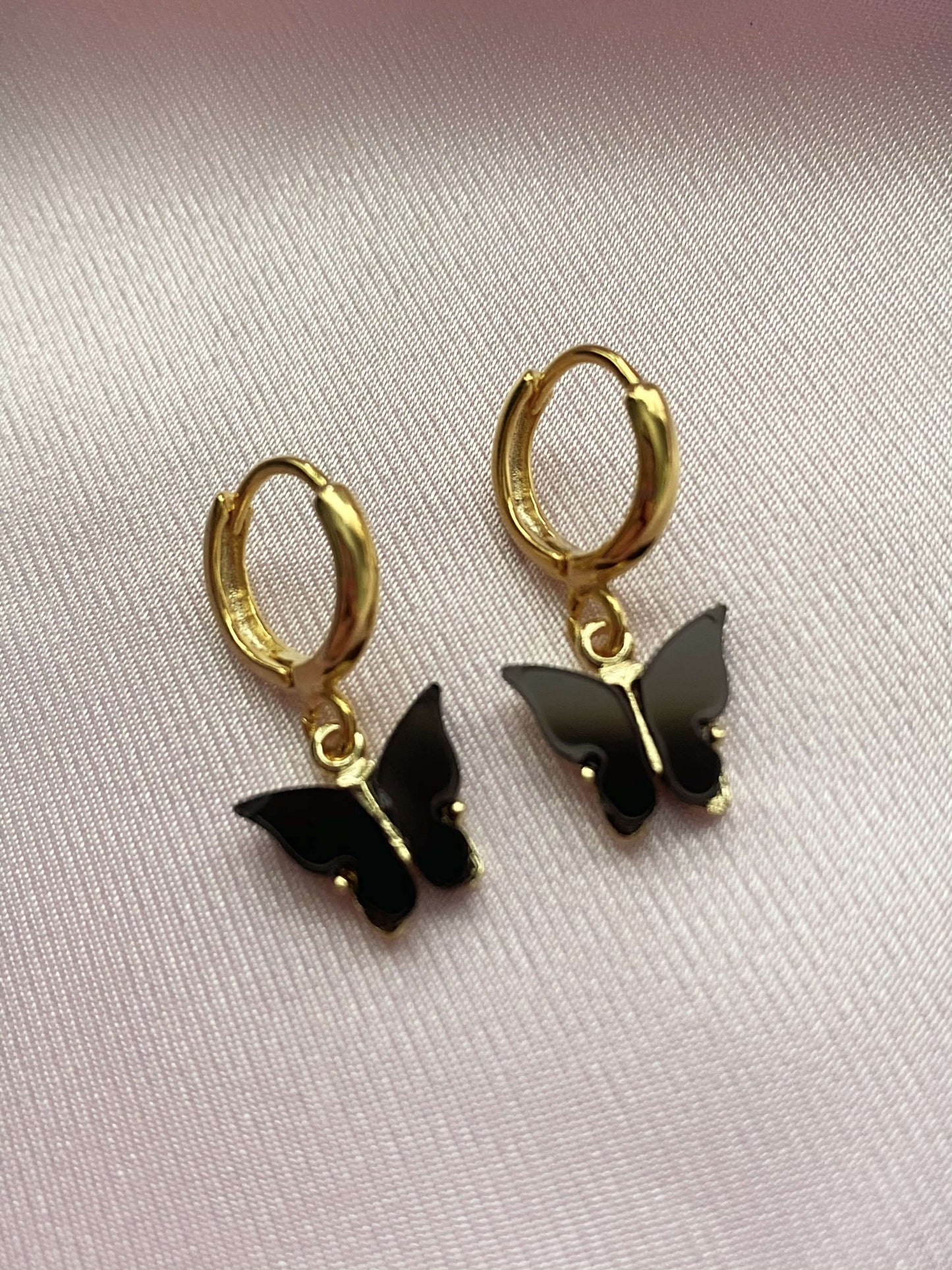 Onyx Butterfly Huggies - Luna Alaska Jewelry