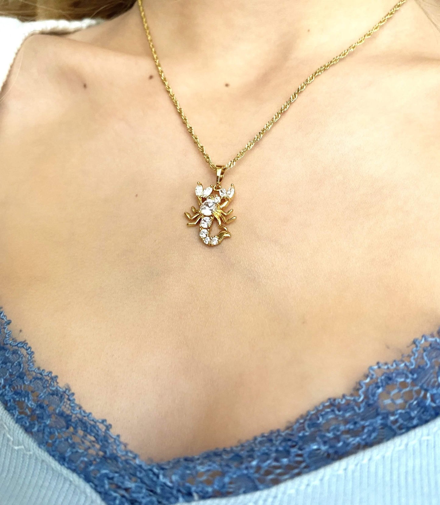 scorpion necklace cubic zirconia crystal necklace 18k gold 